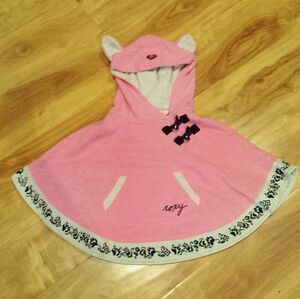 Roxy Girl Baby Toddler 18 Months Pink Hooded Poncho with Cat Ear Details
